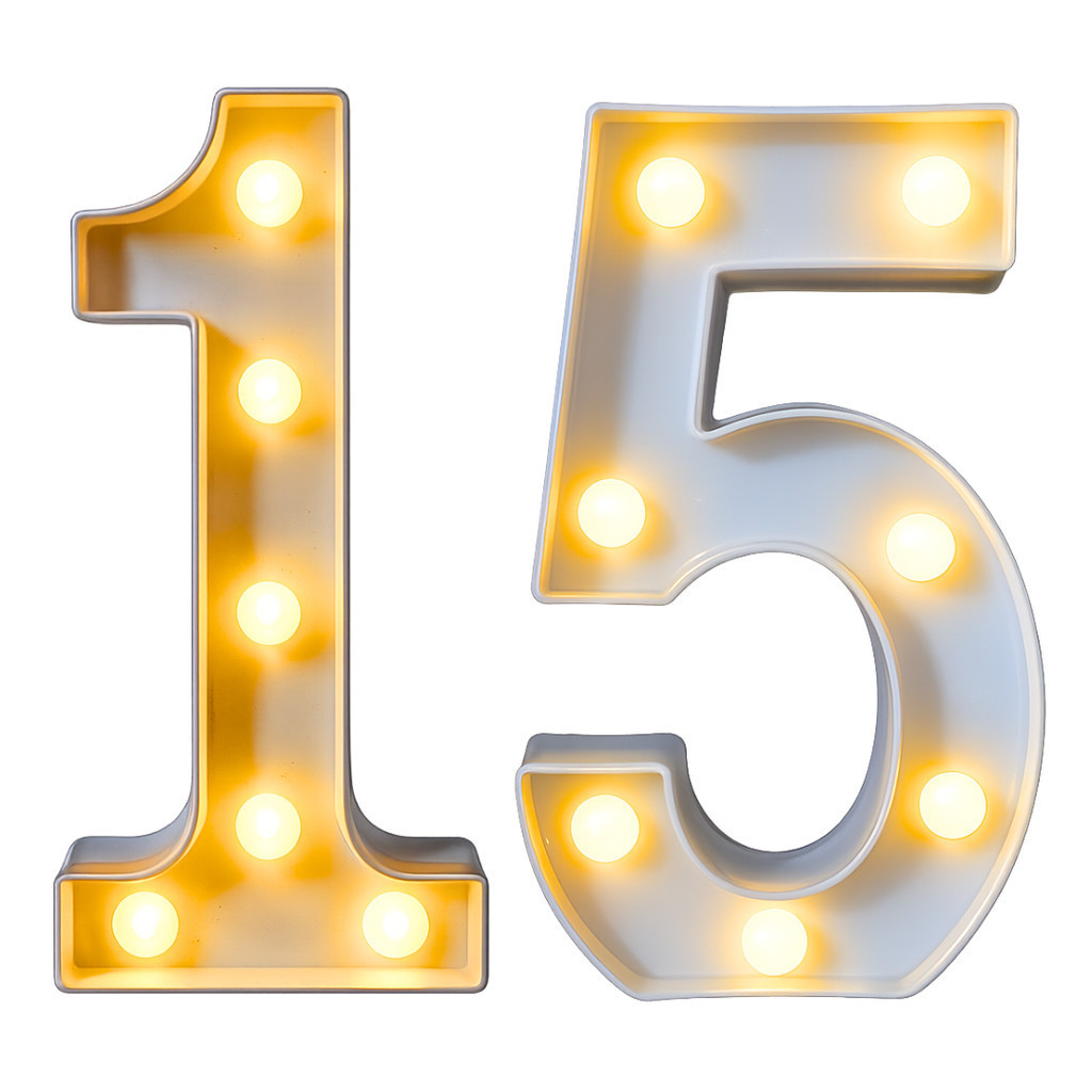 Kit Numero 15 Led Luminária 3D Decorativa 2 Pçs 16cm | Shopee Brasil