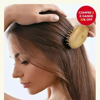 Escova De Cabelo Pequena 100 % Bambu Com Cabo De Madeira , Pente Para Massagem No Couro Cabeludo , Homens E Mulheres De em Oferta na Shopee