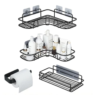 1/2/3/4 Prateleiras Suportes De Banheiro Para Parede Cozinha Com Alto Adesivos Porta Shampoo Rack em Oferta na Shopee