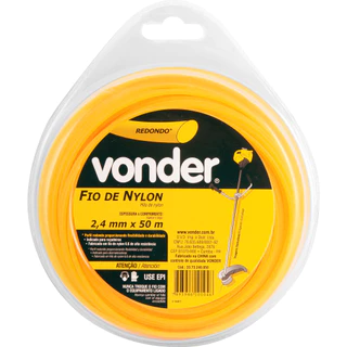 Fio de nylon para roçadeira 2,4 mm x 50 metros - Vonder em Oferta na Shopee