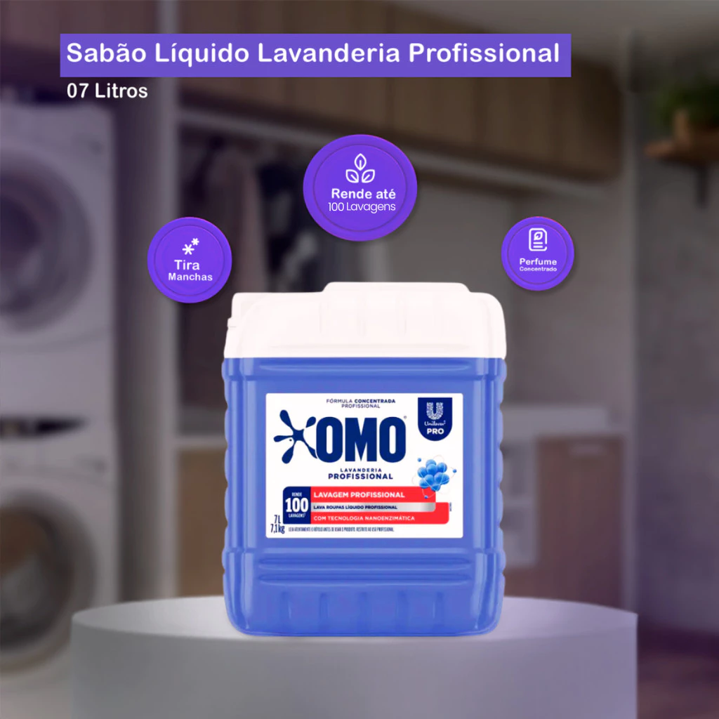 Lava Roupas Lavanderia Pro Líquido 7L Omo - Imagem 3