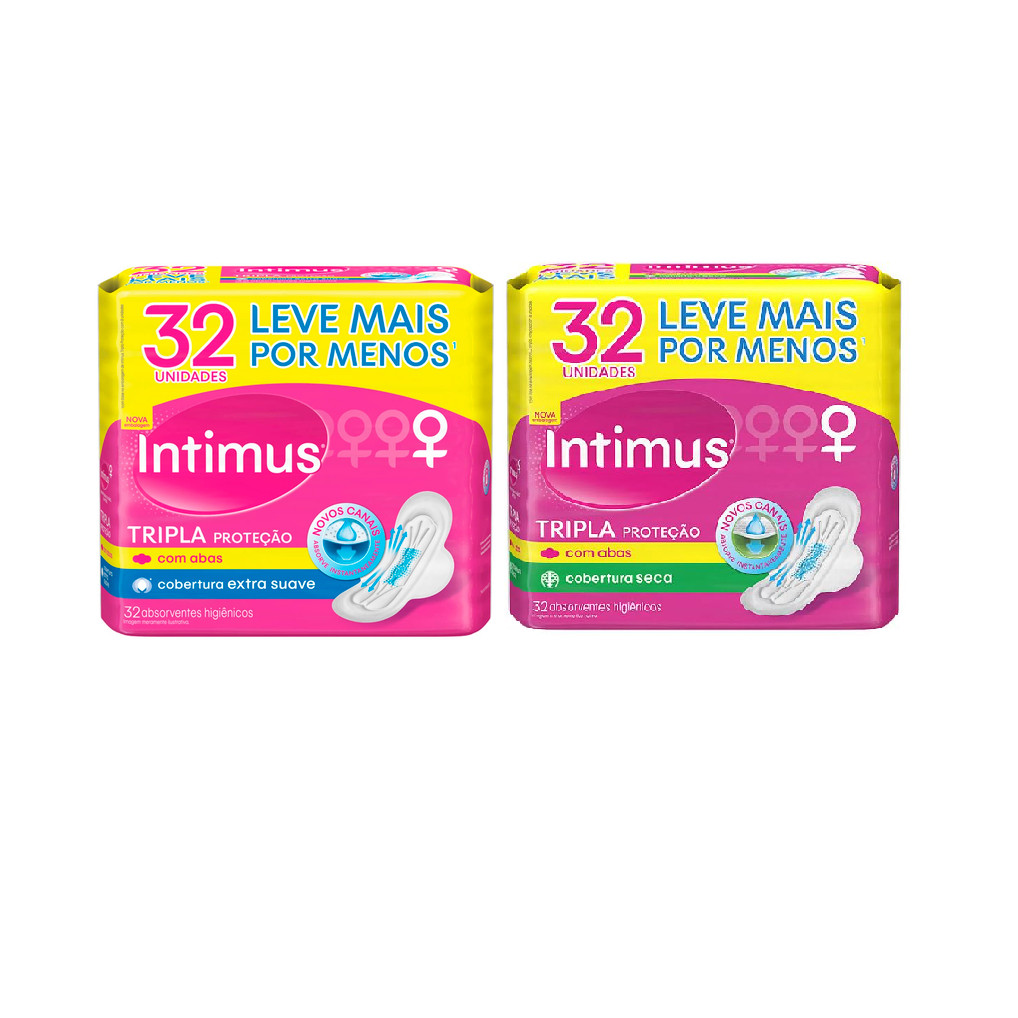 Intimus Kit Promocional C/2 Absorvente Cobertura Suave ou Seca Com Abas ...