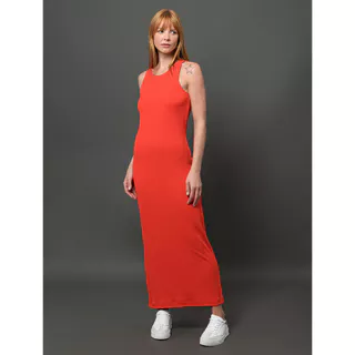 Vestido Feminino Longo de Malha Calvin Klein - Vermelho em Oferta na Shopee
