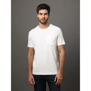 Camiseta Masculina Malhão Bolso Calvin Klein - Off White em Oferta na Shopee