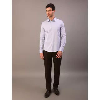 Camisa Masculina Manga Longa Slim Básica - Azul Claro em Oferta na Shopee