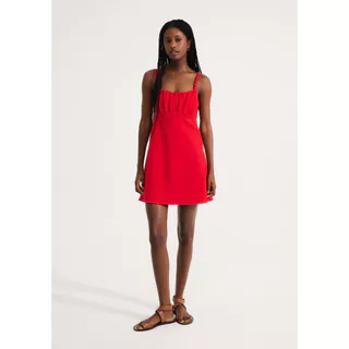 Vestido Curto Com Franzido No Busto em Oferta na Shopee