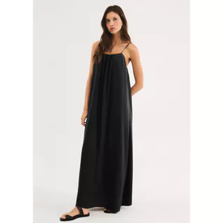 Vestido Midi Evasê Em Tecido Creponado em Oferta na Shopee