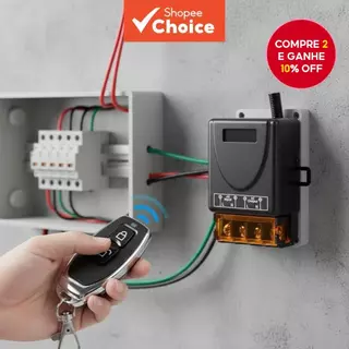 Interruptor remoto sem fio RF de 433Mhz para 110V 220V AC, receptor de relé de alta corrente de 30A para motor de em Oferta na Shopee