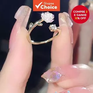 Moda Strass Camélia Anel Aberto Feminino Presente Ideal Para Ocasiões E Celebrações Especiais em Oferta na Shopee