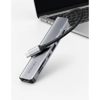 Hub Usb-c 7 Em 1 Strimtech Com Hdmi 4k Usb 3.0 Leitor Sd Tf Compatível Mac Windows Samsung Dex Prateado