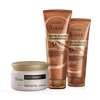 Combo Shampoo Nutri Óleos Poderosos 250ml +Condicionador Nutri Óleos Poderosos 200ml + Máscara Capilar Cica-Therapy 250g em Oferta na Shopee