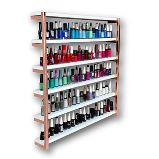 Nicho Expositor de Esmaltes De Ferro Cor Rose Gold e Mdf Branco - Modelo Industrial em Oferta na Shopee