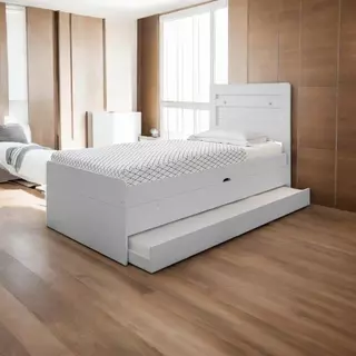 Cama Solteiro Larissa com Auxiliar Branca Framar em Oferta na Shopee