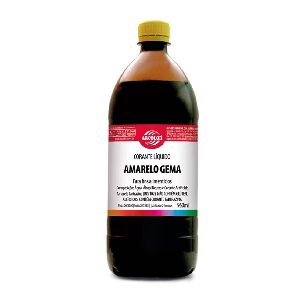 Corante Líquido Amarelo Gema 960ml - Arcólor