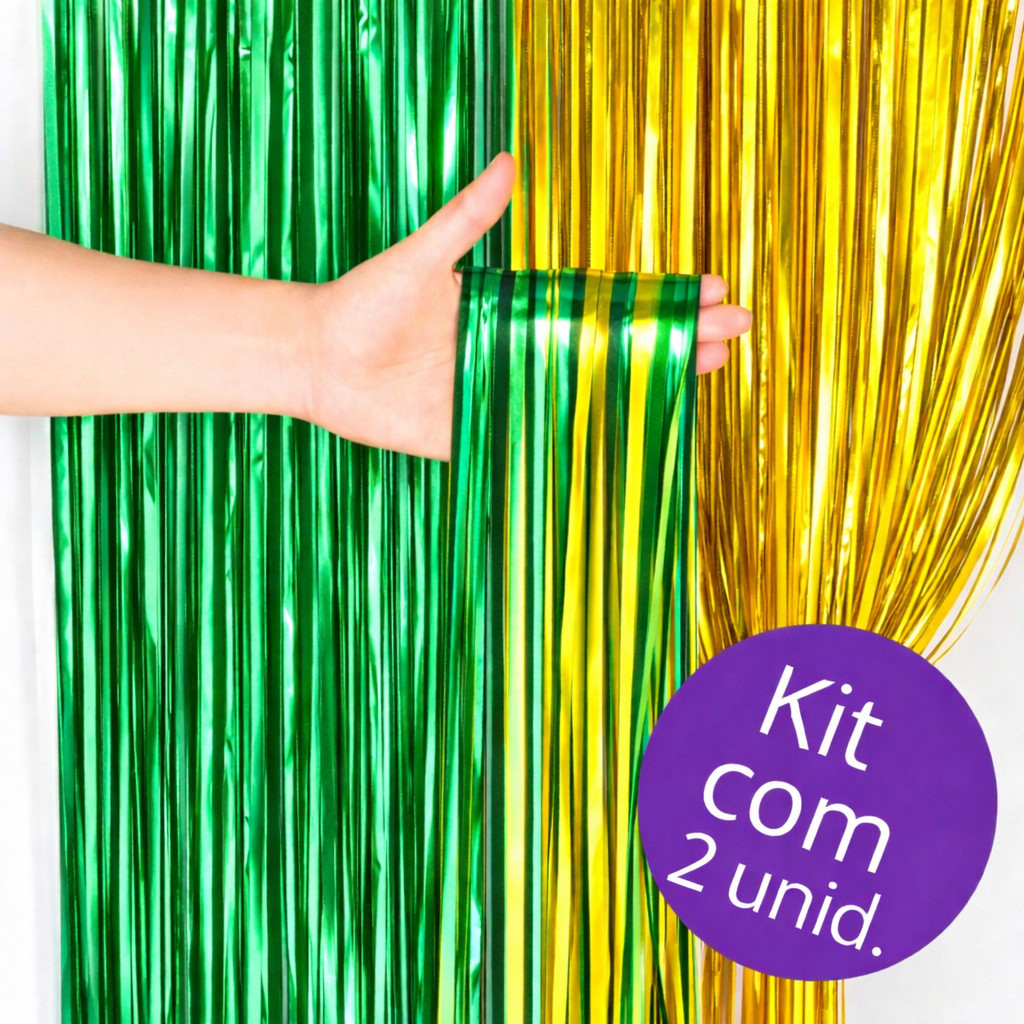 Kit Cortina Verde e Amarela Brasil Metalizada Franjada Festa Carnaval Copa do Mundo 2026 Decoração Para Copa em Oferta na Shopee