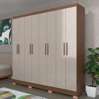 Guarda-Roupa Bartira Porto com 8 Portas e 4 Gavetas 219,2 de Largura em Oferta na Shopee