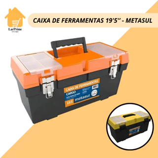 Caixa de Ferramentas 19,5 Metasul Original Resistente Tampa Organizadora Baú Marceneiro, Eletrecista em Oferta na Shopee