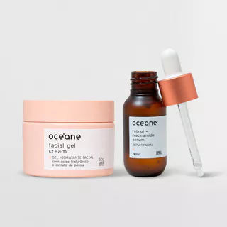 Kit  Sérum Facial de Retinol e Niacinamida + Gel Hidratante Facial com Extrato de Pérola (2 Produtos) em Oferta na Shopee