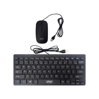 Kit Teclado e Mouse Multimídia USB Design Compacto Ultra Fino Padrão ABNT2 PC e Notebook Ideal para Maximizar Espaços