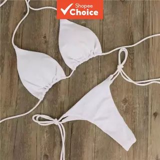 Biquíni Tanga com Drapeado Lateral Feminino - Perfeito para Bronzeado na Praia no Verão 2025 em Oferta na Shopee