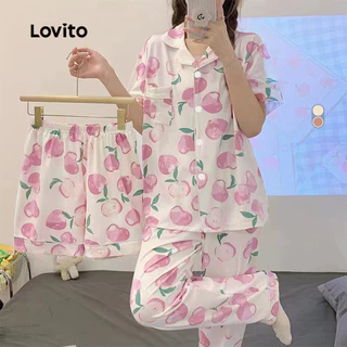 Lovito Conjunto de Pijama Fofinho Pack de 3 Estilo Primavera/verão 1 Conjunto de Pijama para Mulheres LNE117109 em Oferta na Shopee