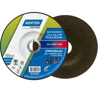Disco de desbaste para metal 4.1/2 x 1/4 x 7/8 pol - Norton em Oferta na Shopee