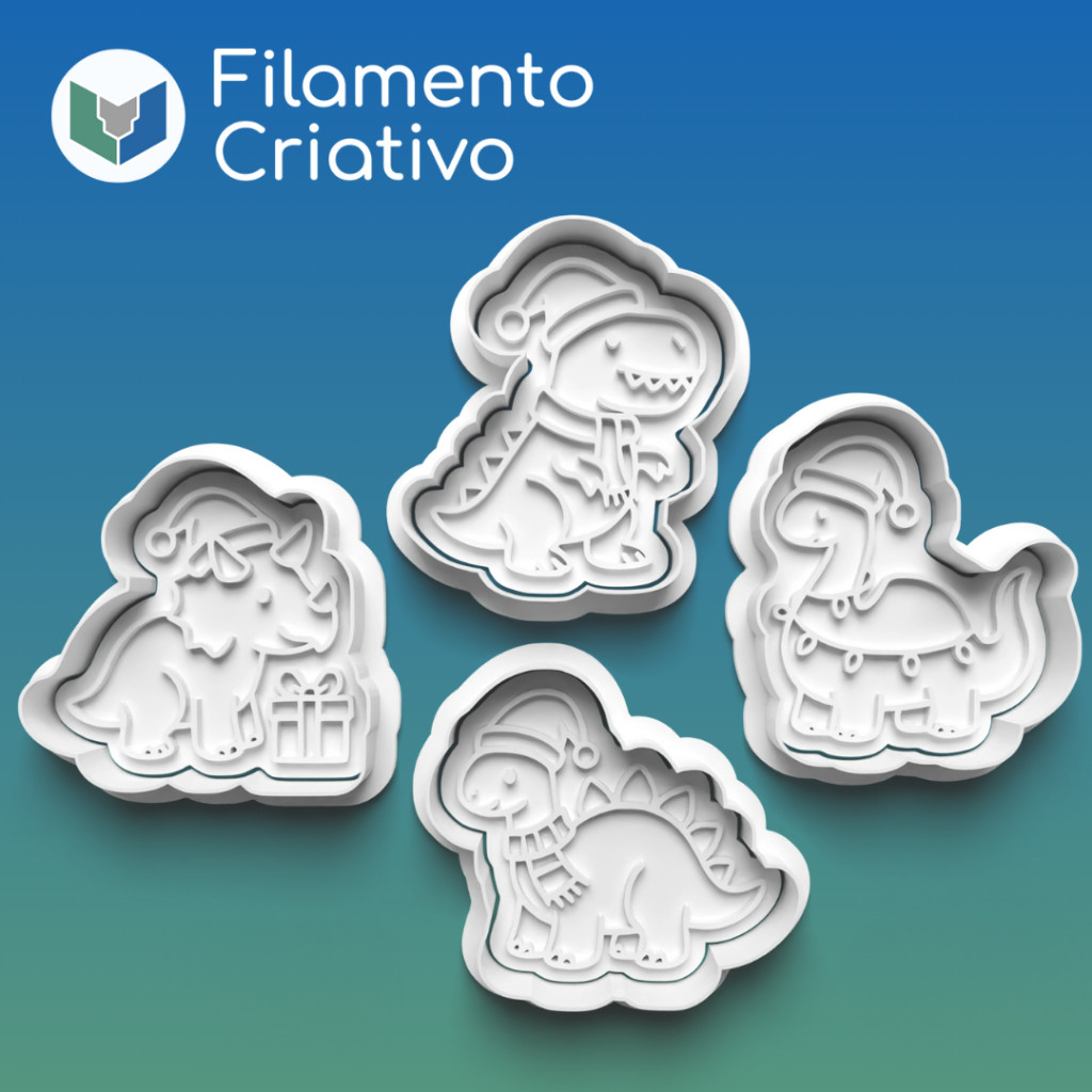 Cortadores de Biscoito Dinossauros Natalinos Dino Natal T-Rex Bronto ...