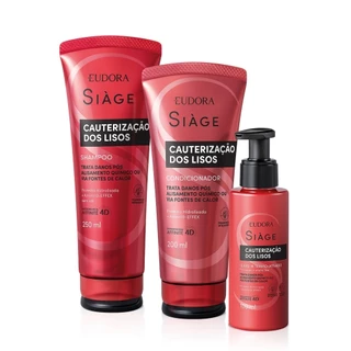 Eudora Kit Siàge Cauterização dos Lisos: Shampoo 250ml + Condicionador 200ml + Leave-in 100ml em Oferta na Shopee