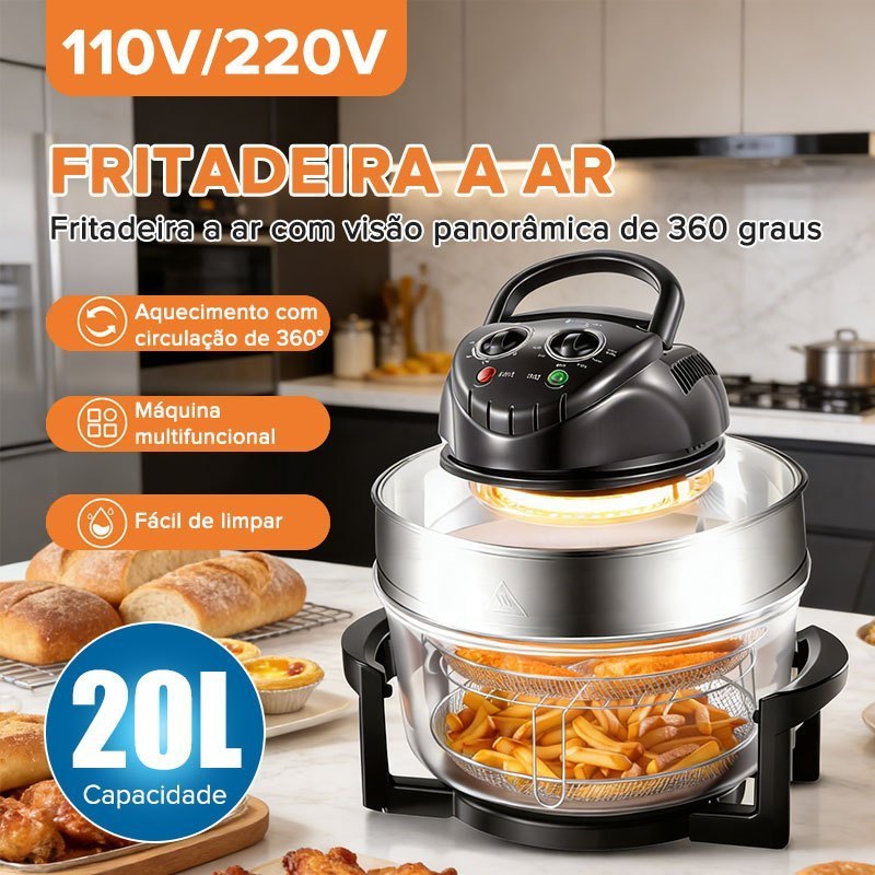 Air Fryer Halogênio Líder 20L Assa Fritadeira Sem Óleo Grand