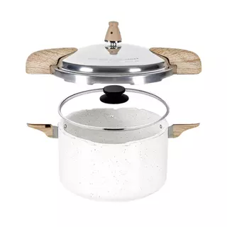 Panela de Pressão 5,4L 2 em 1 Brinox Ceramic Life Pressure Vanilla Indução Revestimento Cerâmico em Oferta na Shopee