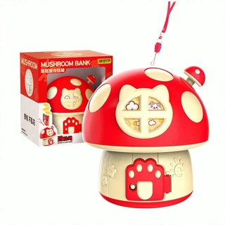 【Lockable & Spacious】Mushroom House Coin Bank With Key Savings Jar/Piggy Bank/Home Decor/Kids Money em Oferta na Shopee