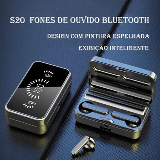 S20 Fones De Ouvido TWS Sem Fio Duplo com Case Suporte de Celular Bluetooth 5.2 IPX5 Com Microfone, Esportivo
