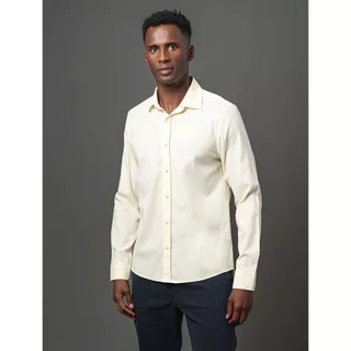 Camisa Masculina Cotton Linen Calvin Klein Jeans - Amarelo Manteiga em Oferta na Shopee
