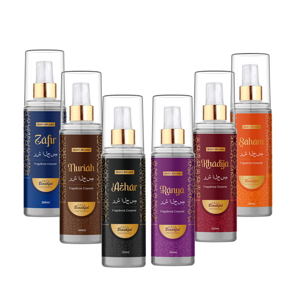 Kit Com 06 Body Splash Arabes Feminino e Masculino Face Beautiful