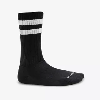 Meia Masculina Cano Alto Algodão Poliamida Preta com Listras Brancas 33/38 em Oferta na Shopee