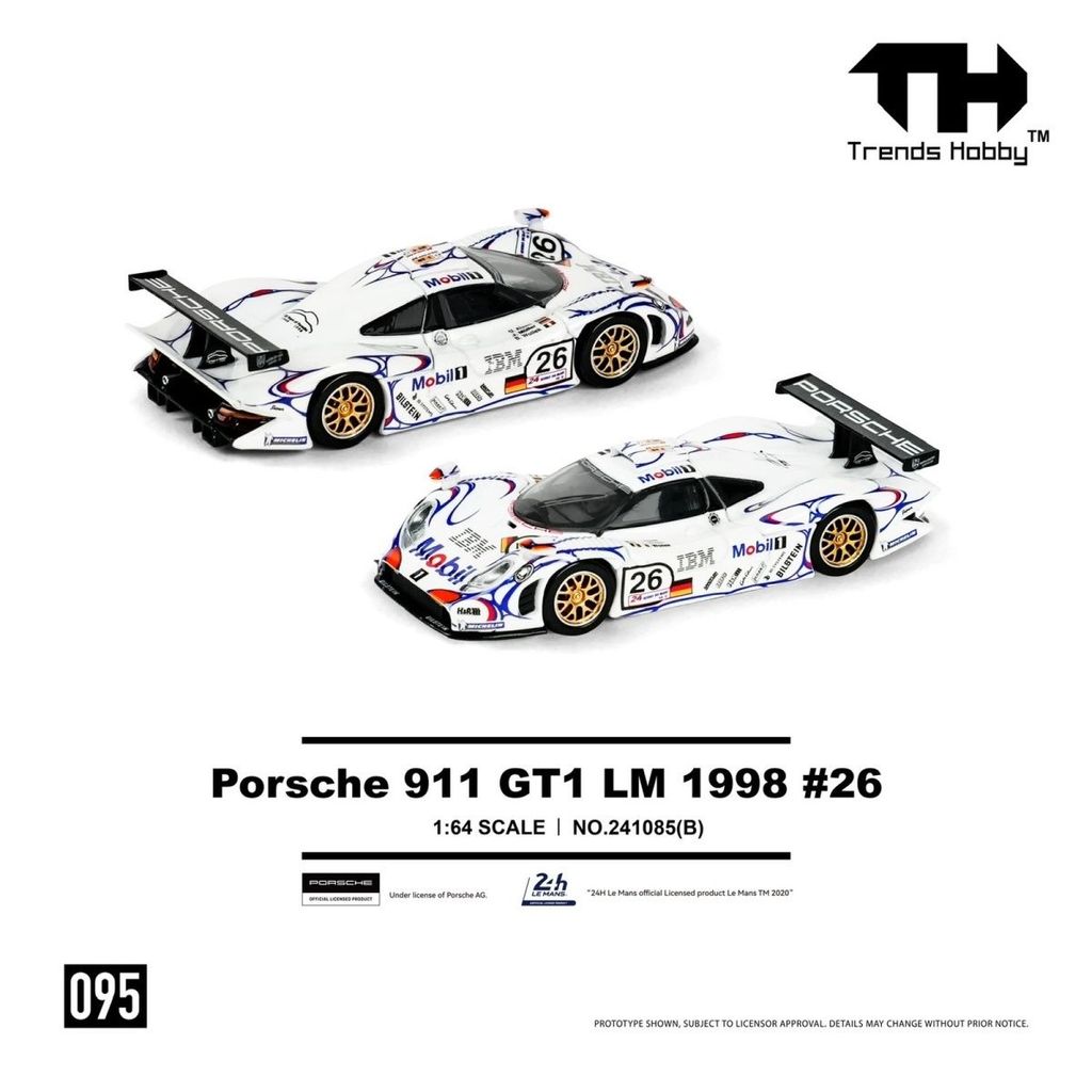 Porsche 911 GT1 LM&EVO 1/64セット Trends Hobby-TH 1/64 Porsche 911 GT1 LM1998 Modelos de carros Liga