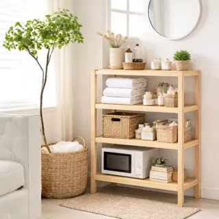 Prateleira Organizadora Madeira Pinus Maciça Estante Multiuso em Oferta na Shopee