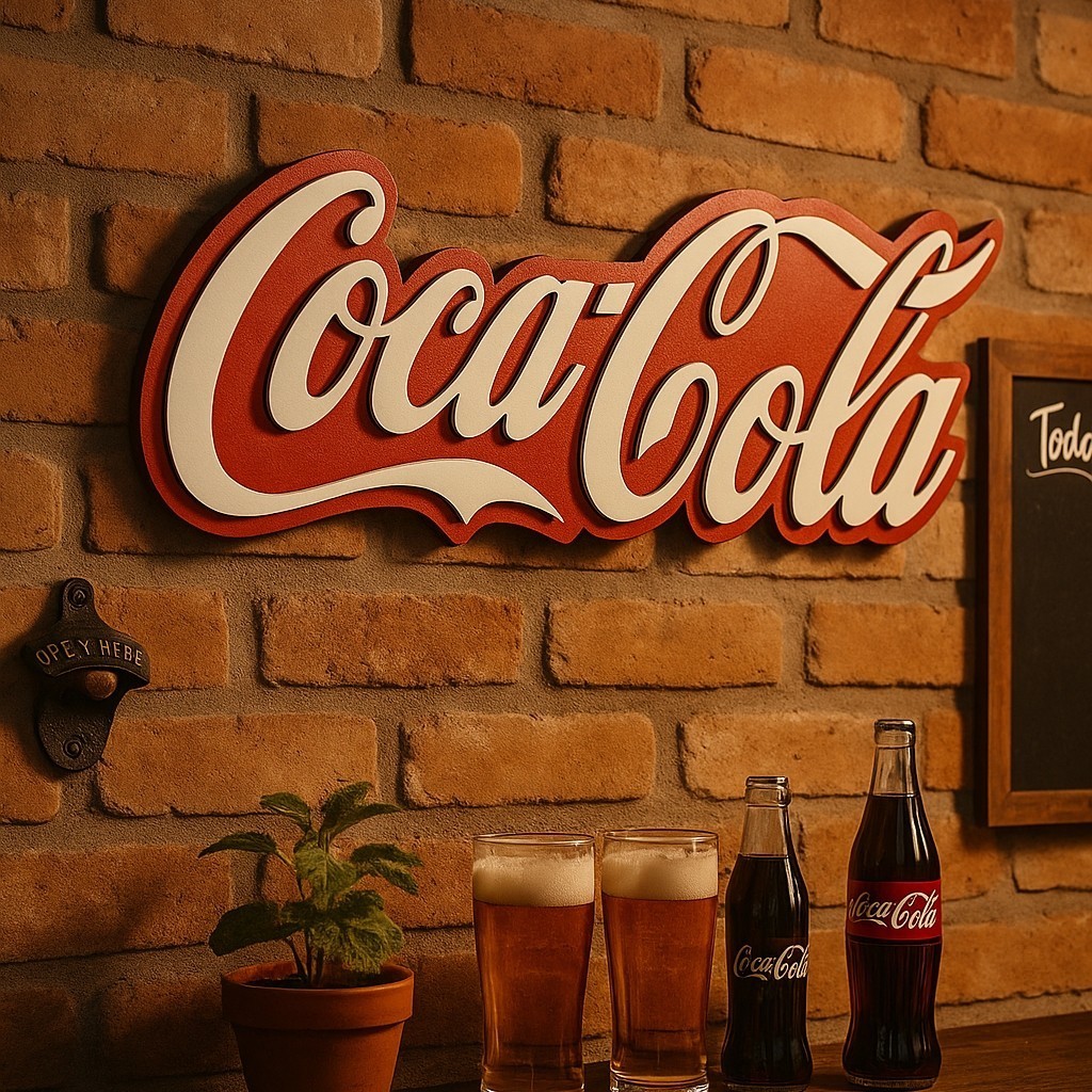 Coca-Cola 立体ロゴ インテリア小物 約43cm Placa Decorativa Coca-Cola Logo 3D Alto Relevo Decoração Área