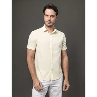 Camisa Masculina Algodão Calvin Klein - Amarelo Manteiga em Oferta na Shopee
