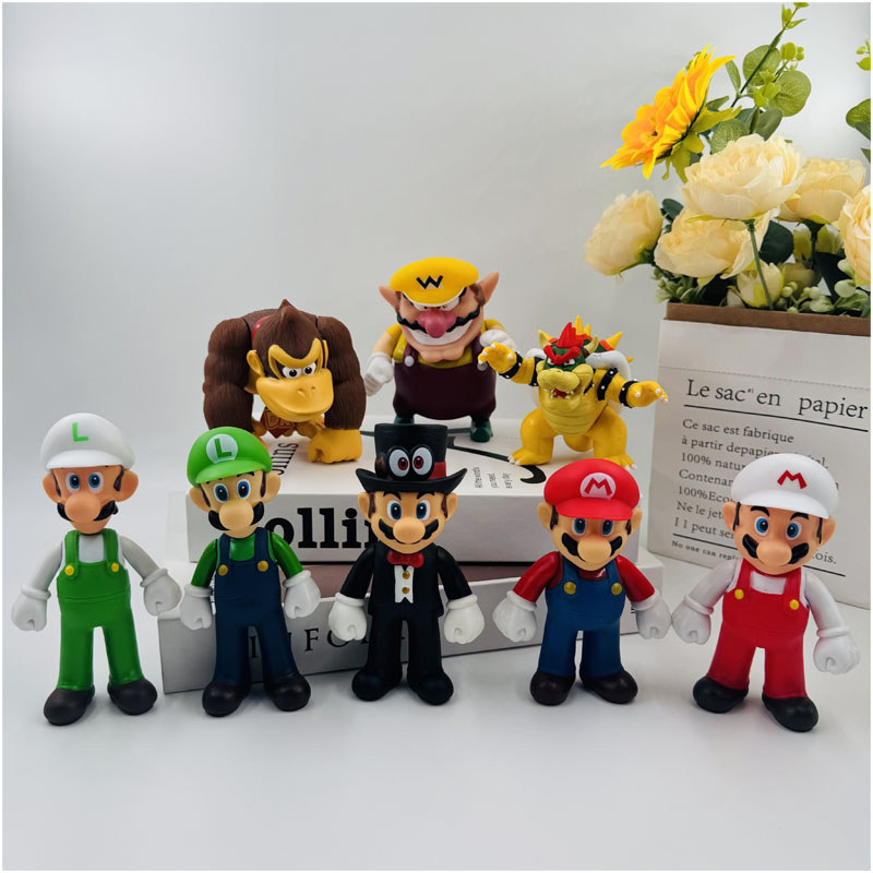 8 Estilo 9cm-14cm Super Mario Bros Bonecas Dos Desenhos Animados Modelo Presente De Aniversário Figuras Anime Luigi Yosh em Oferta na Shopee