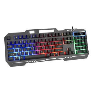 Teclado Gamer Semimecânico Rgb Led Retroiluminado Computador Cor de teclado Preto Idioma Português Brasil BM-T05