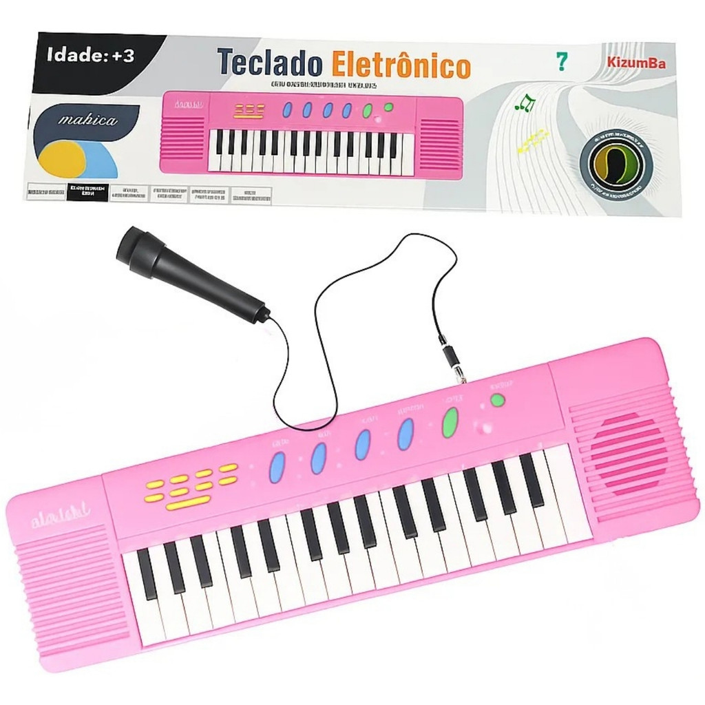Teclado Infantil Brinquedo Musical Piano P/ Bebês Rosa Som | Shopee Brasil