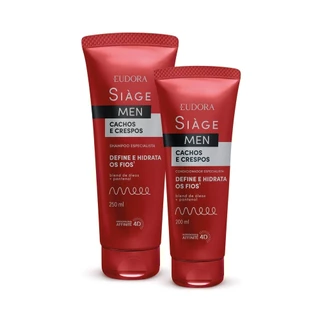 Combo Siàge Men: Condicionador Cachos e Crespos 200ml + Shampoo Cachos e Crespos 250ml em Oferta na Shopee