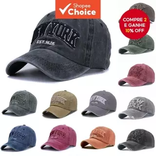 Nova York bordado carta esportes ao ar livre boné areia lavagem boné de beisebol chapéu feminino masculino Retro pai cha em Oferta na Shopee