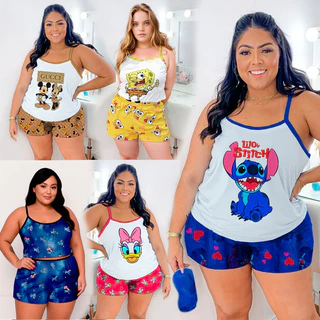 Pijama Baby Doll PLUS SIZE Blusinha Shorts em Oferta na Shopee