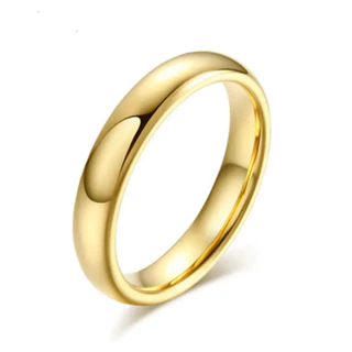 Aliança de Casamento Ouro 18K Banhado 4mm – Anel de Noivado/ Compromisso e Uso Diário - WL em Oferta na Shopee