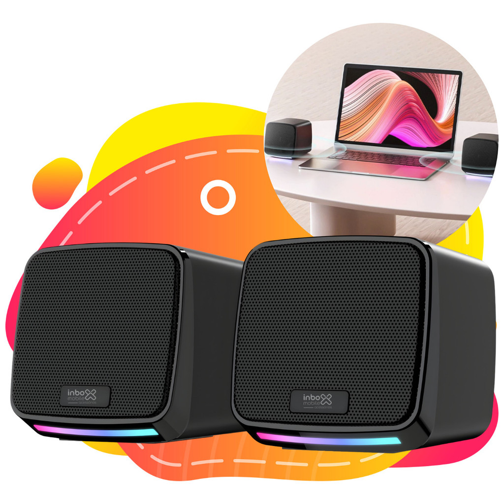 Caixa Caixinha De Som Pc Notebook Gamer Potente Usb Led Rgb | Shopee Brasil
