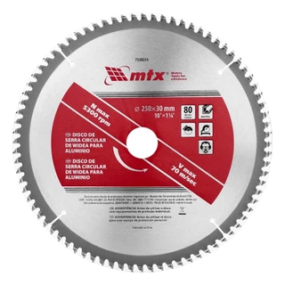 Disco de serra p/ alumínio 250x30mm 80 dentes - 7338255 MTX em Oferta na Shopee