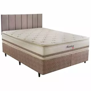 Cama Box com Cabeceira Queen Herval Haarlem, Molas Ensacadas, 69x158x198 cm em Oferta na Shopee