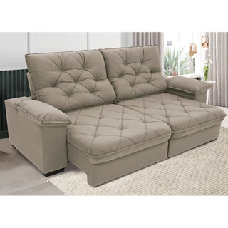 Sofá 3 Lugares Luggero Retrátil e Reclinável em Suede Linoforte em Oferta na Shopee
